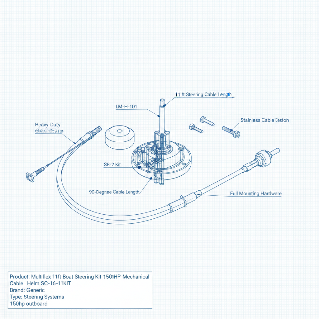 11 FT Boat Steering System Multiflex Outboard 200HP Marine Cable & Wheel Kit - Technical specification image 3