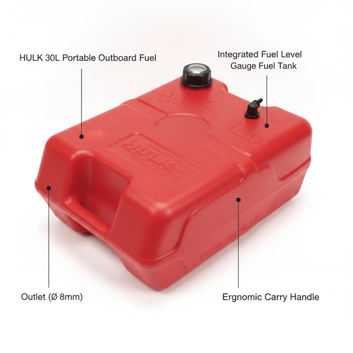HULK 30L Portable Outboard Fuel Tank Marine Petrol Gas Can Nuova Rade with Gauge - Technical specification image 2