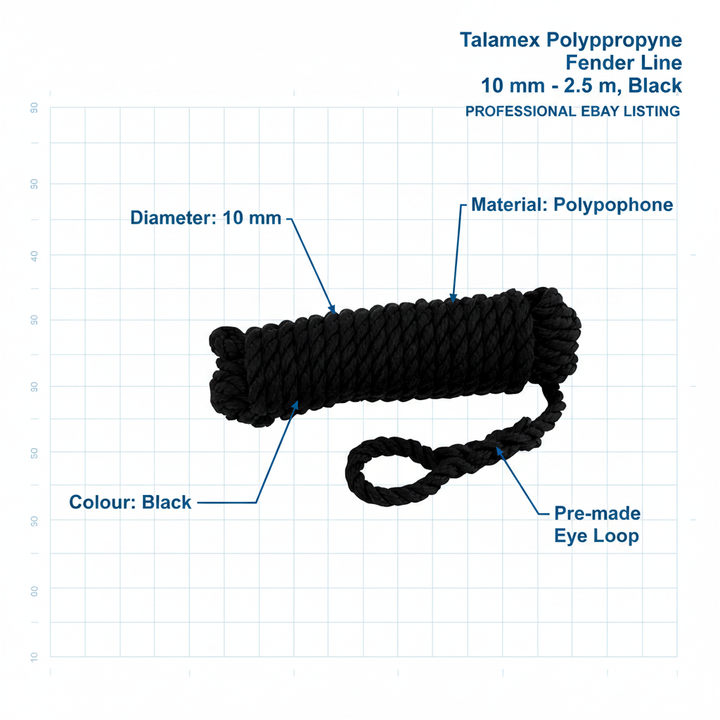 Talamex Fenderline Fenderline Fenderline Black 10 mm Floating | 4Boats - Technical specification image 4