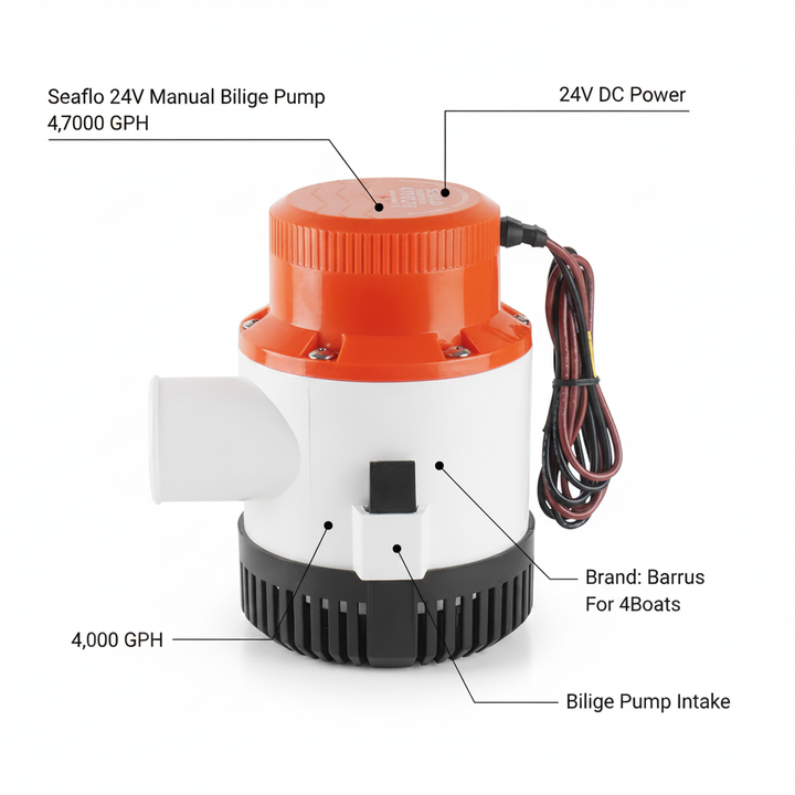 Seaflo Bilge 24V Manual Bilge Pump 4,700 GPH | 4Boats - Technical specification image 2
