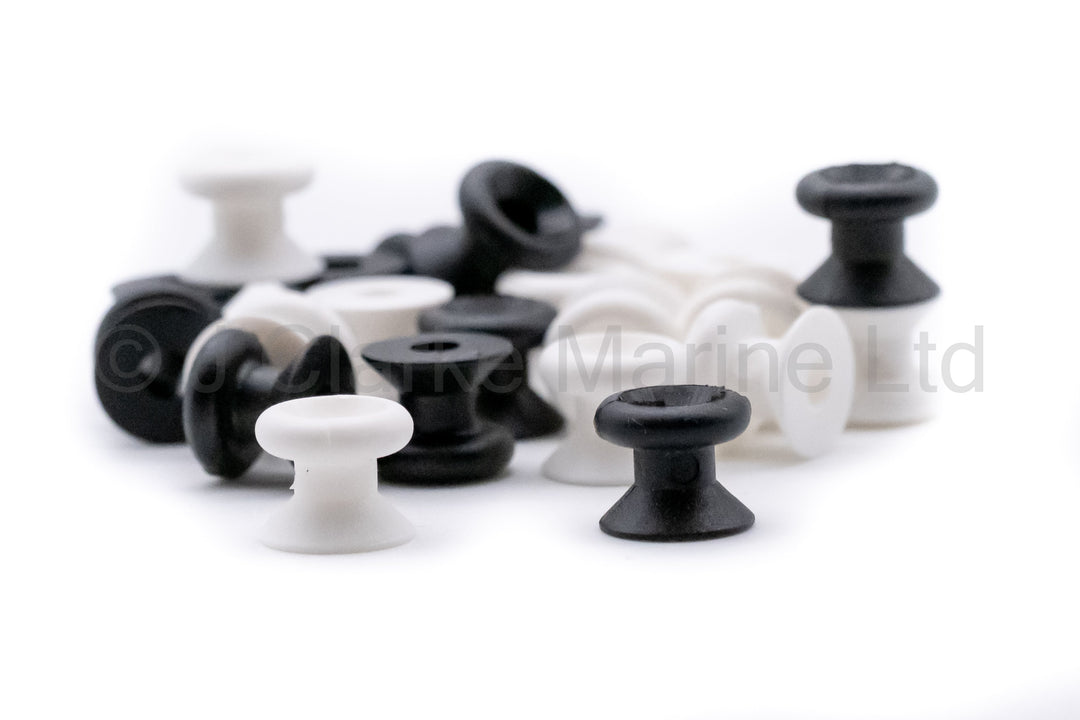 Canopy lacing mushroom / button with bevel base black and white - 4Boats