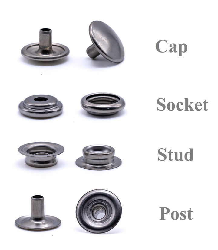 Canvas to canvas press snap fastener kit 316 A4 stainless steel marine grade - 4Boats