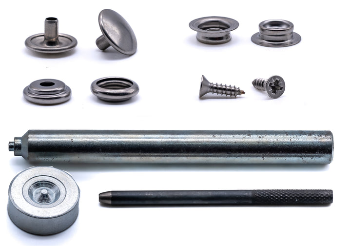 Canvas to deck press snap fastener kit 316 A4 stainless steel marine grade stud and screw - 4Boats