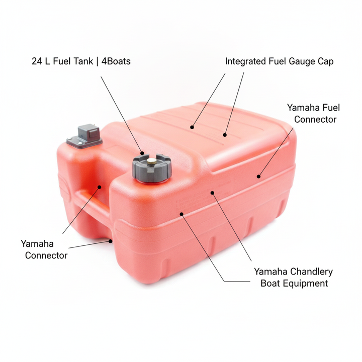 24 L Fuel Tank with Yamaha Connector & Fuel Gauge | 4Boats - Technical specification image 2