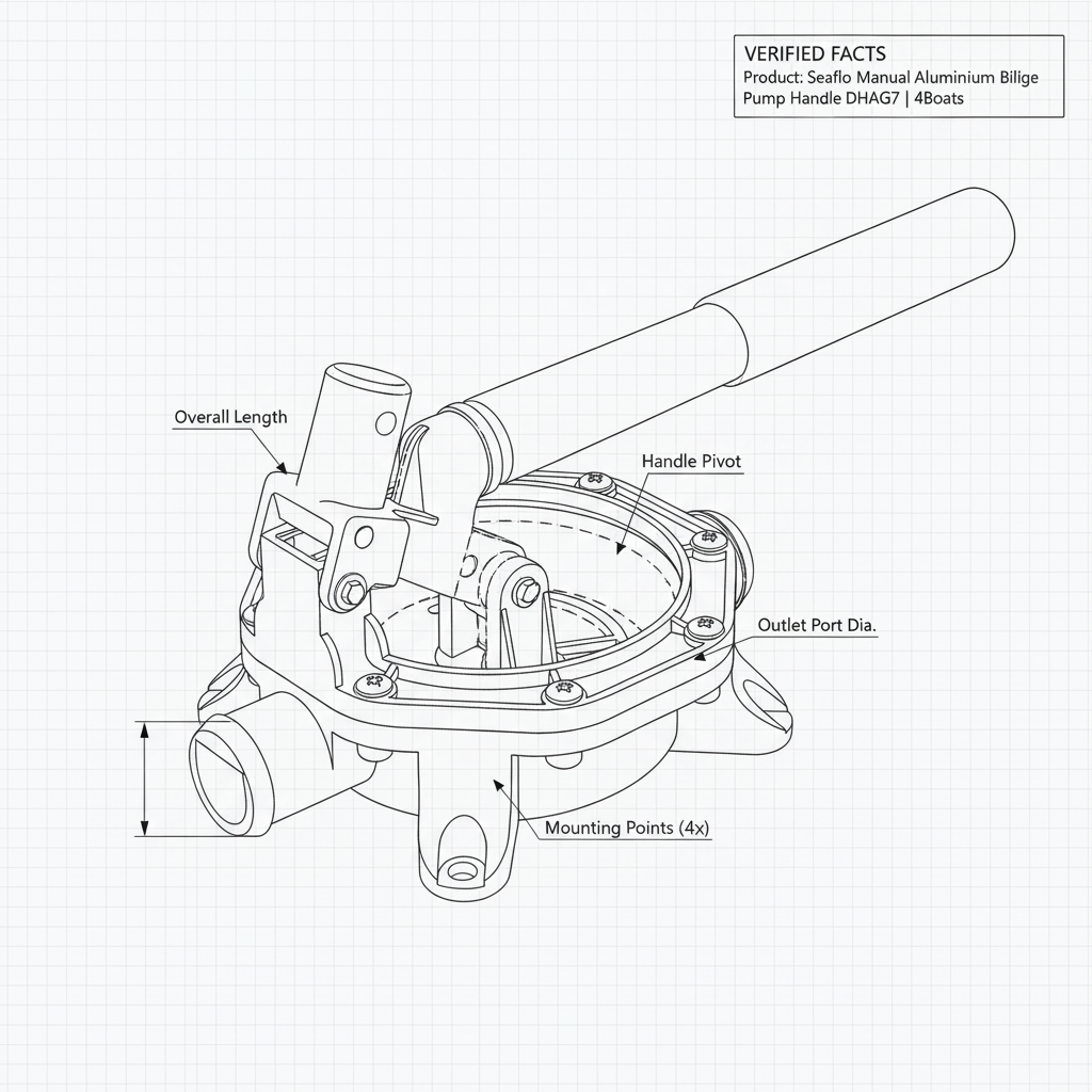 Seaflo Manual Aluminium Bilge Pump Handle DHAG7 | 4Boats - Technical specification image 3