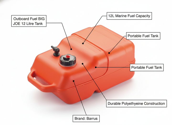 Outboard Fuel BIG JOE 12 Litre Outboard Fuel Tank | Portable | 4Boats - Technical specification image 2