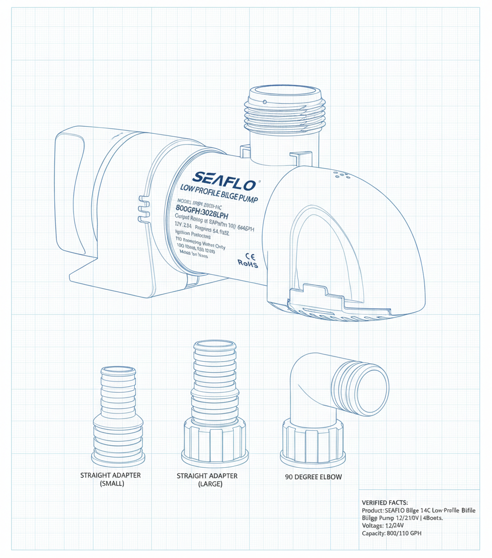 SEAFLO Bilge 14C Low-Profile Bilge Pump 12/24V 800/1100 | 4Boats - Technical specification image 3