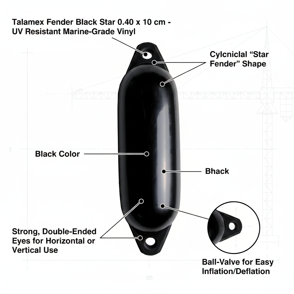 Talamex Fender Fender Fender Black Star 40 × 10 cm | 4Boats - Technical specification image 2