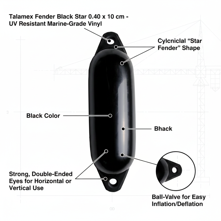 Talamex Fender Fender Fender Black Star 40 × 10 cm | 4Boats - Technical specification image 2
