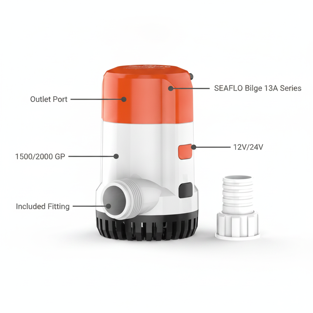 SEAFLO Bilge 13A Series Bilge Pump 12V/24V 1500/2000 GP | 4Boats - Technical specification image 2