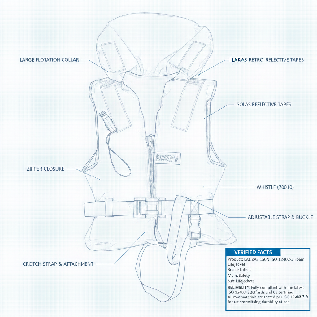 LALIZAS Lifejacket, 150N, ISO, Adult, 70-90kg - Technical specification image 3
