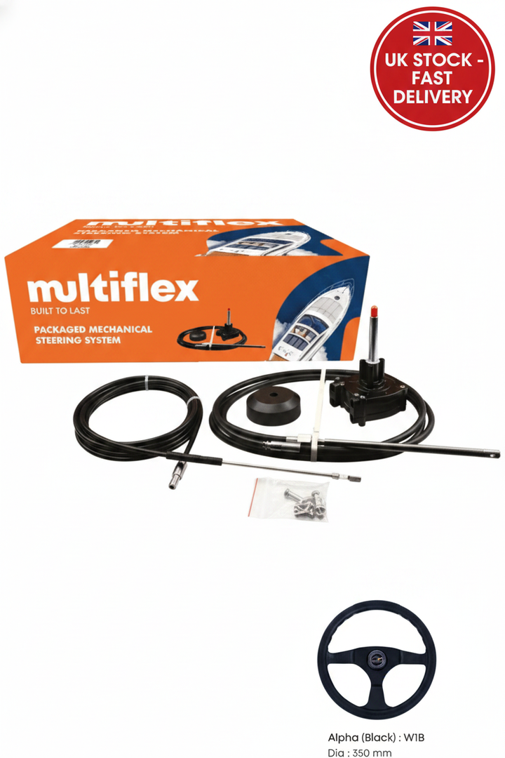 Multiflex 11ft Mechanical Steering Kit 150HP Outboard Boat SC-16-11KIT Helm Cable - UK Stock image 1