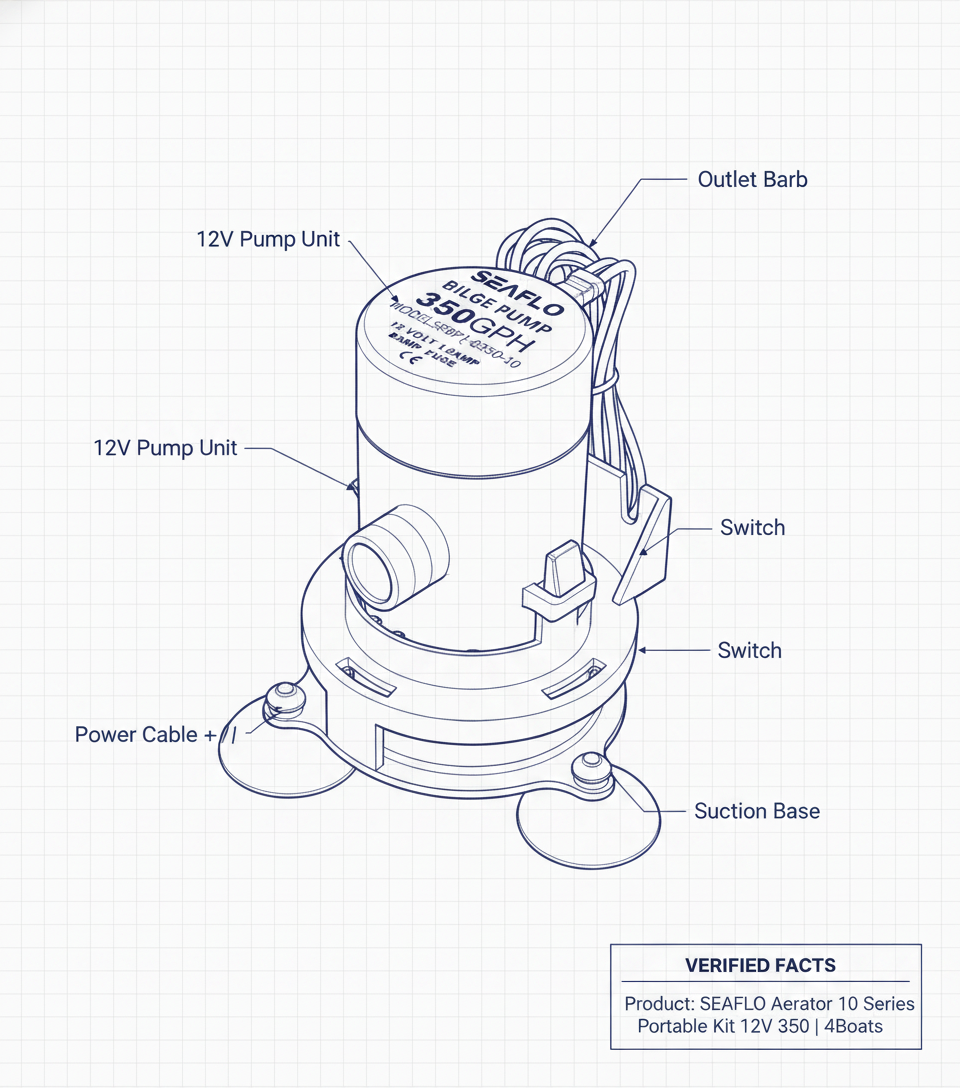 SEAFLO Aerator 10 Series Portable Kit 12V 350 | 4Boats - Technical specification image 2