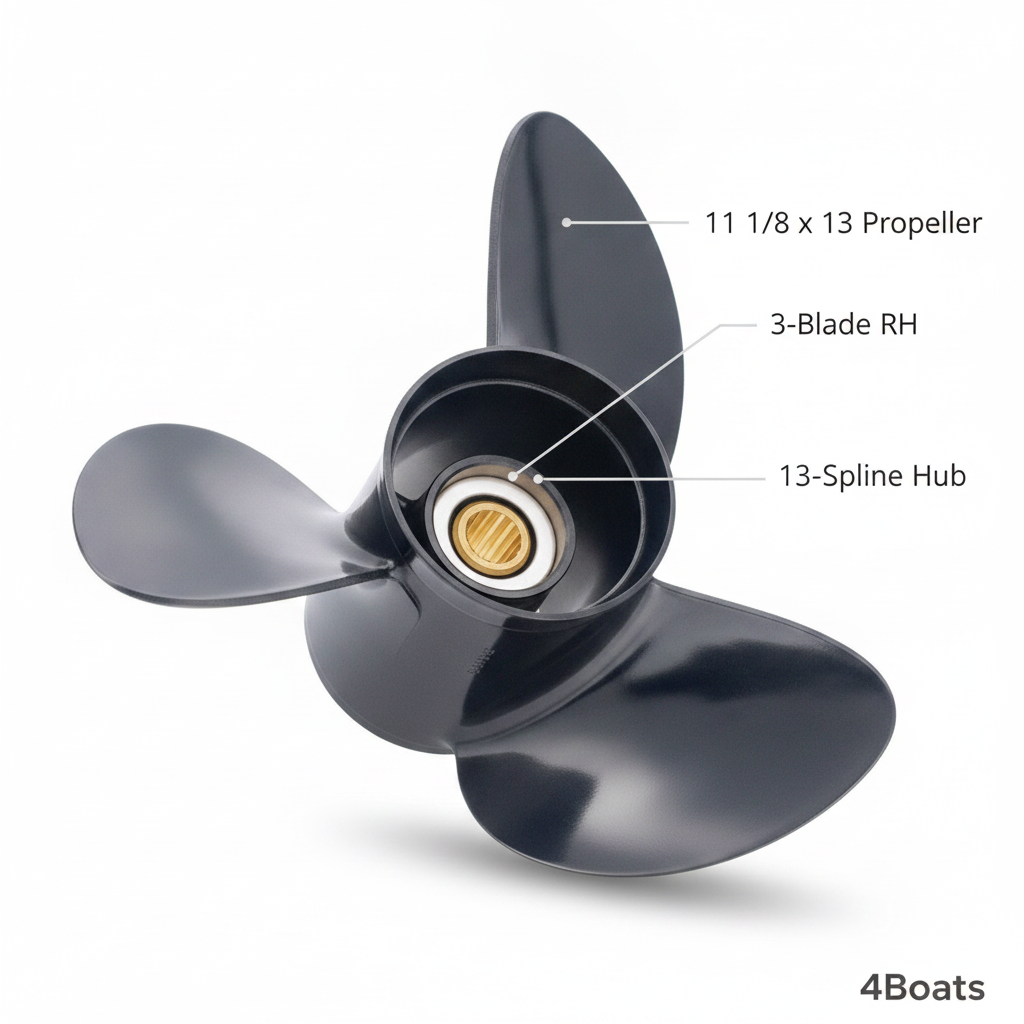 11 1 | 8 × 13, 13‑spline 3‑blade RH propeller | 4Boats - Technical specification image 2