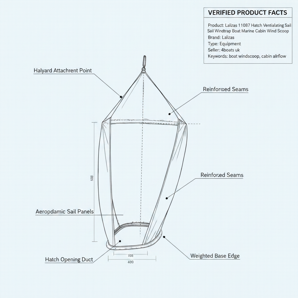 Lalizas 11087 Hatch Ventilating Sail Windtrap Boat Marine Cabin Wind Scoop - Technical specification image 3