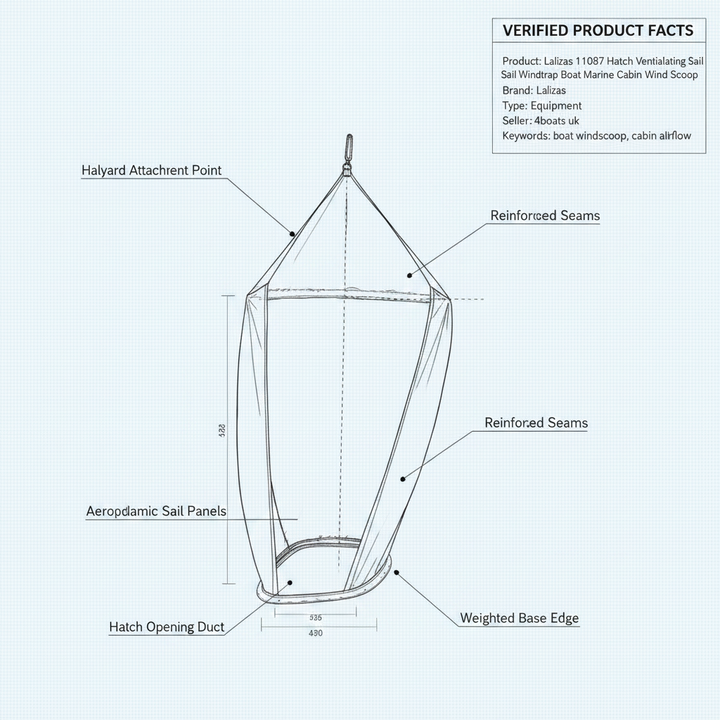 Lalizas 11087 Hatch Ventilating Sail Windtrap Boat Marine Cabin Wind Scoop - Technical specification image 3