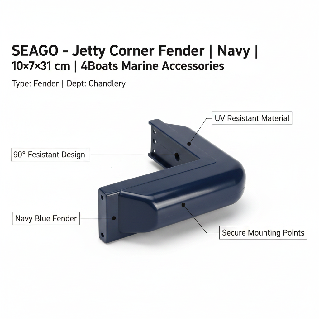 Jetty Corner Fender | Navy 10×7×31 cm UV | resistant | 4Boats - Technical specification image 2