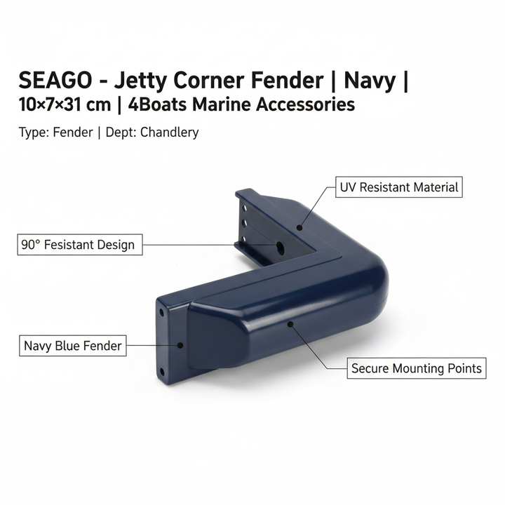 Jetty Corner Fender | Navy 10×7×31 cm UV | resistant | 4Boats - Technical specification image 2