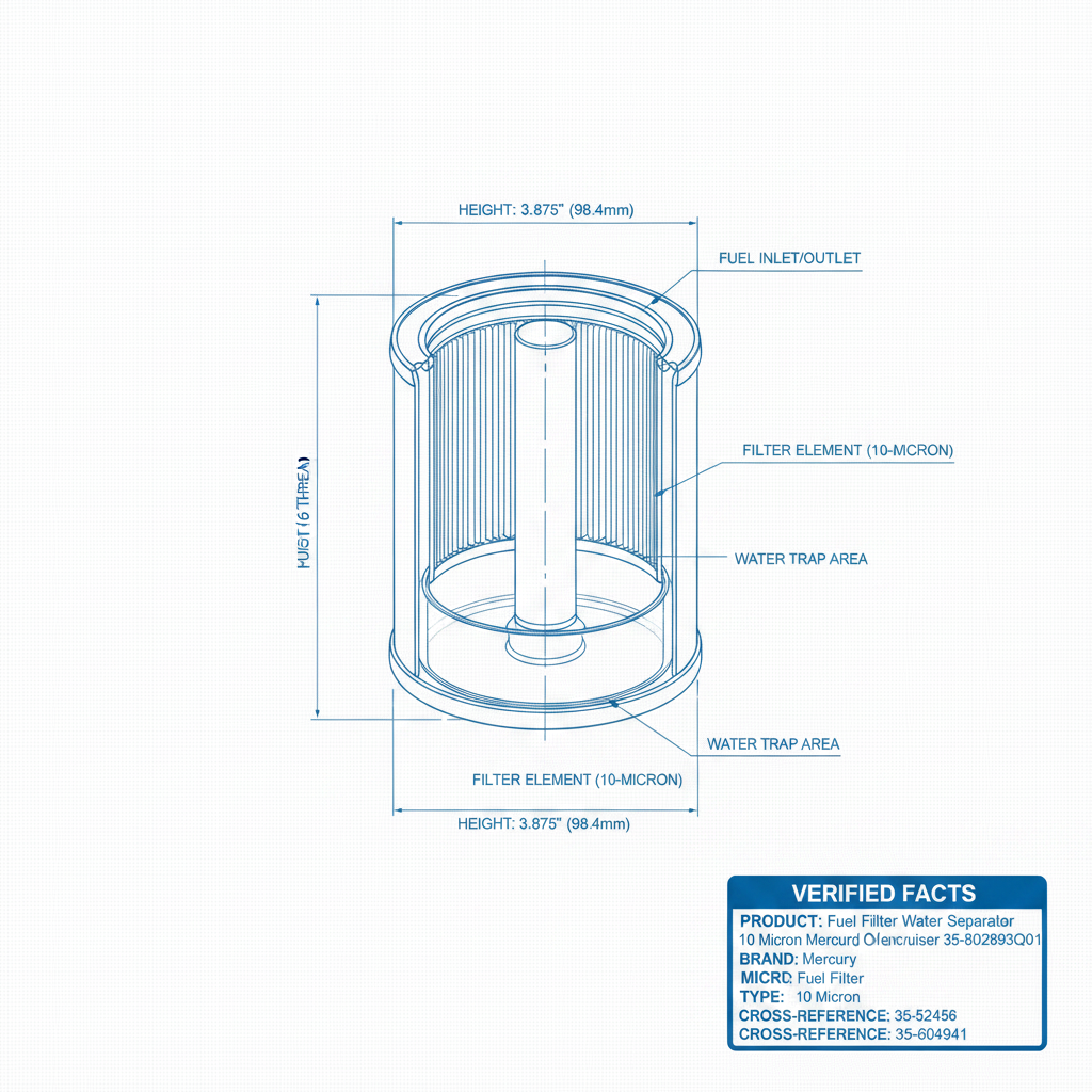 Fuel Filter - Mercury 35-802893Q01 10 Micron | 4Boats - Technical specification image 2