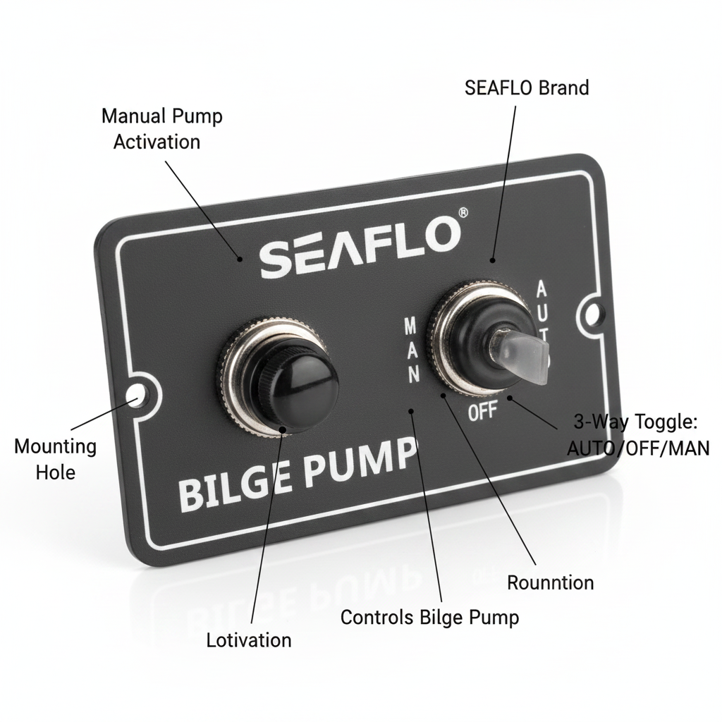 SEAFLO Bilge 3-Way Bilge Switch Panel 12V/24V | 4Boats - Technical specification image 2