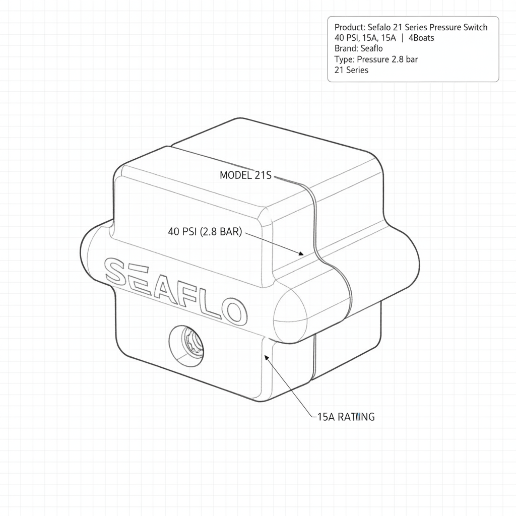 Seaflo 21 Series Pressure Switch 40 PSI, 15A | 4Boats - Technical specification image 3
