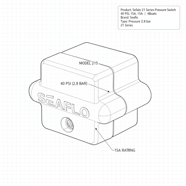 Seaflo 21 Series Pressure Switch 40 PSI, 15A | 4Boats - Technical specification image 3