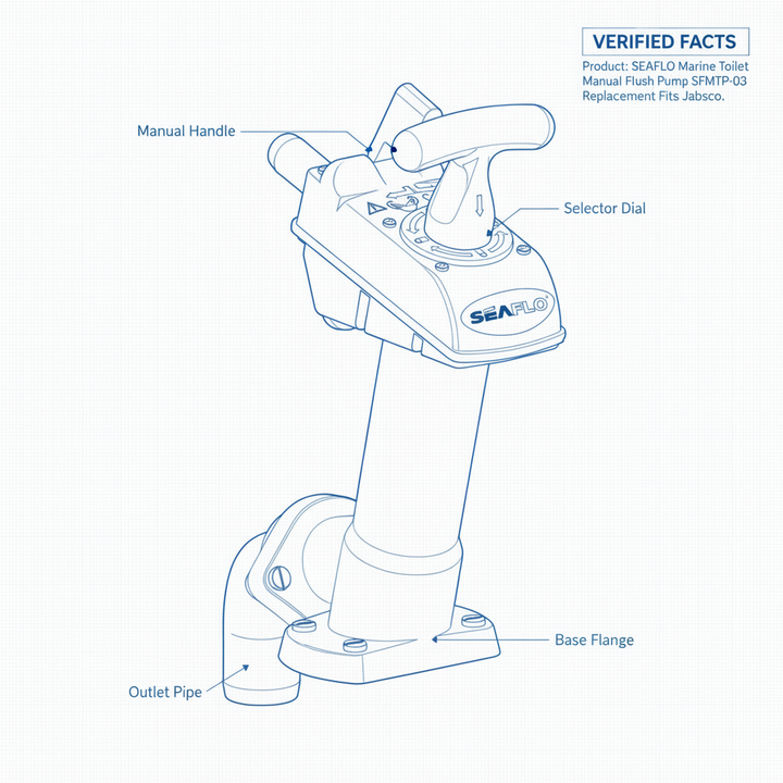 SEAFLO Marine Toilet Manual Hand Flush Pump SFMTP-03 Replacement Fits Jabsco - Technical specification image 3