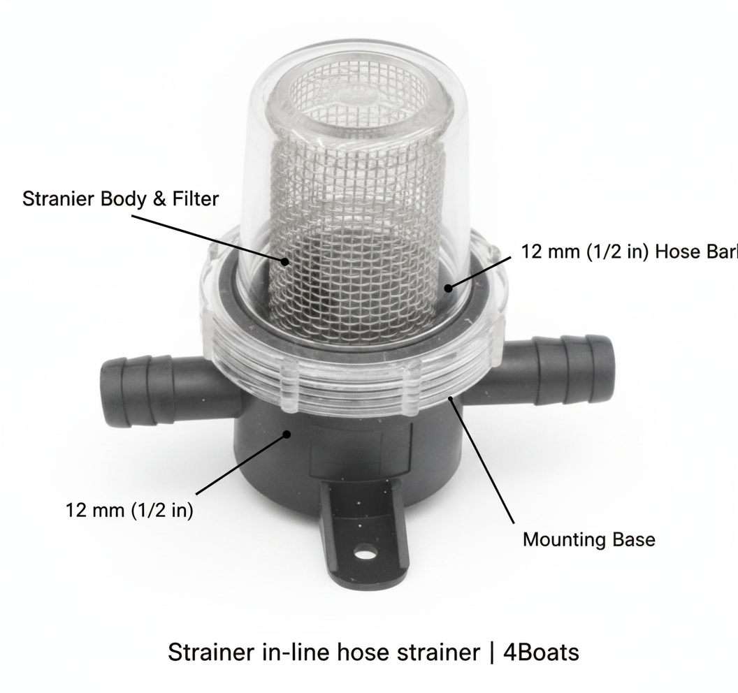 Strainer in-line hose strainer 12 mm (1/2 in) | 4Boats - Technical specification image 2