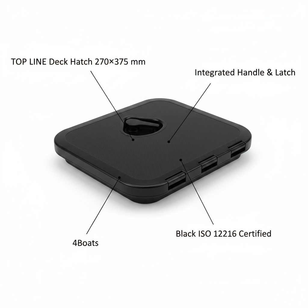 TOP LINE Deck Hatch 270×375 mm Black ISO 12216 | 4Boats - Technical specification image 2