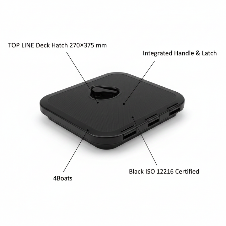 TOP LINE Deck Hatch 270×375 mm Black ISO 12216 | 4Boats - Technical specification image 2