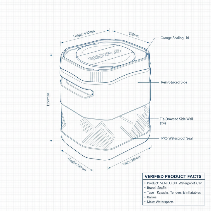 Seaflo Waterproof Storage Can 30L – Waterproof U - Technical specification image 2