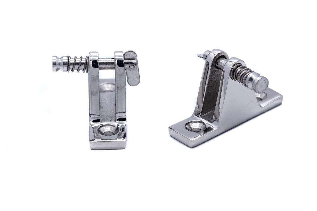 Deck hinge fitting straight 90 hinge with quick release drop nose spring pin - 4Boats