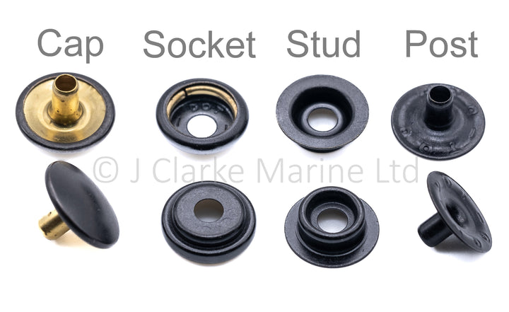 Durable DOT military black snap fastener STUD - 4Boats