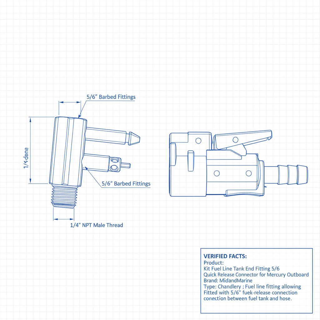 Kit Fuel Line Tank End Fitting 5/16 Quick Release Connector for Mercury Outboard - Technical specification image 3