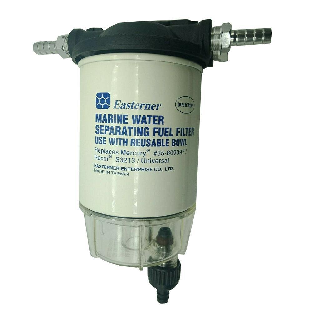 Marine water separator for boats fuel filter with reusable bowl and clear view for easy monitoring