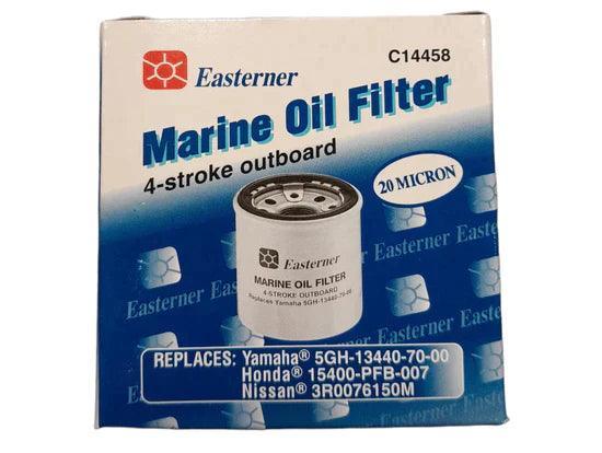 Easterner C14458 marine oil filter designed for 4-stroke outboard engines with 20 micron filtration