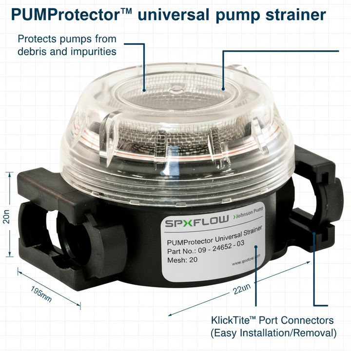 Johnson Pump 09-24652-03 Universal PUMProtector Strainer 20 Mesh Aqua Jet Filter - Technical specification image 3