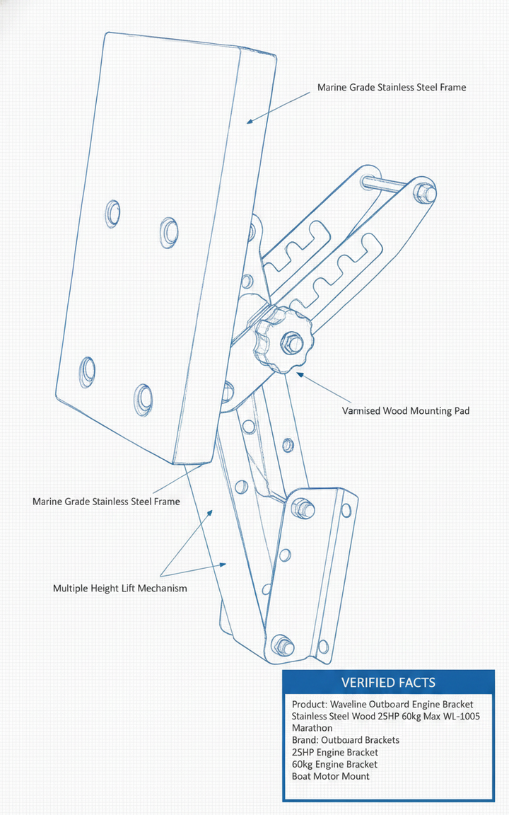 Outboard Engine Waveline Outboard Bracket S/S 25HP (60kg) | 4Boats - Technical specification image 3