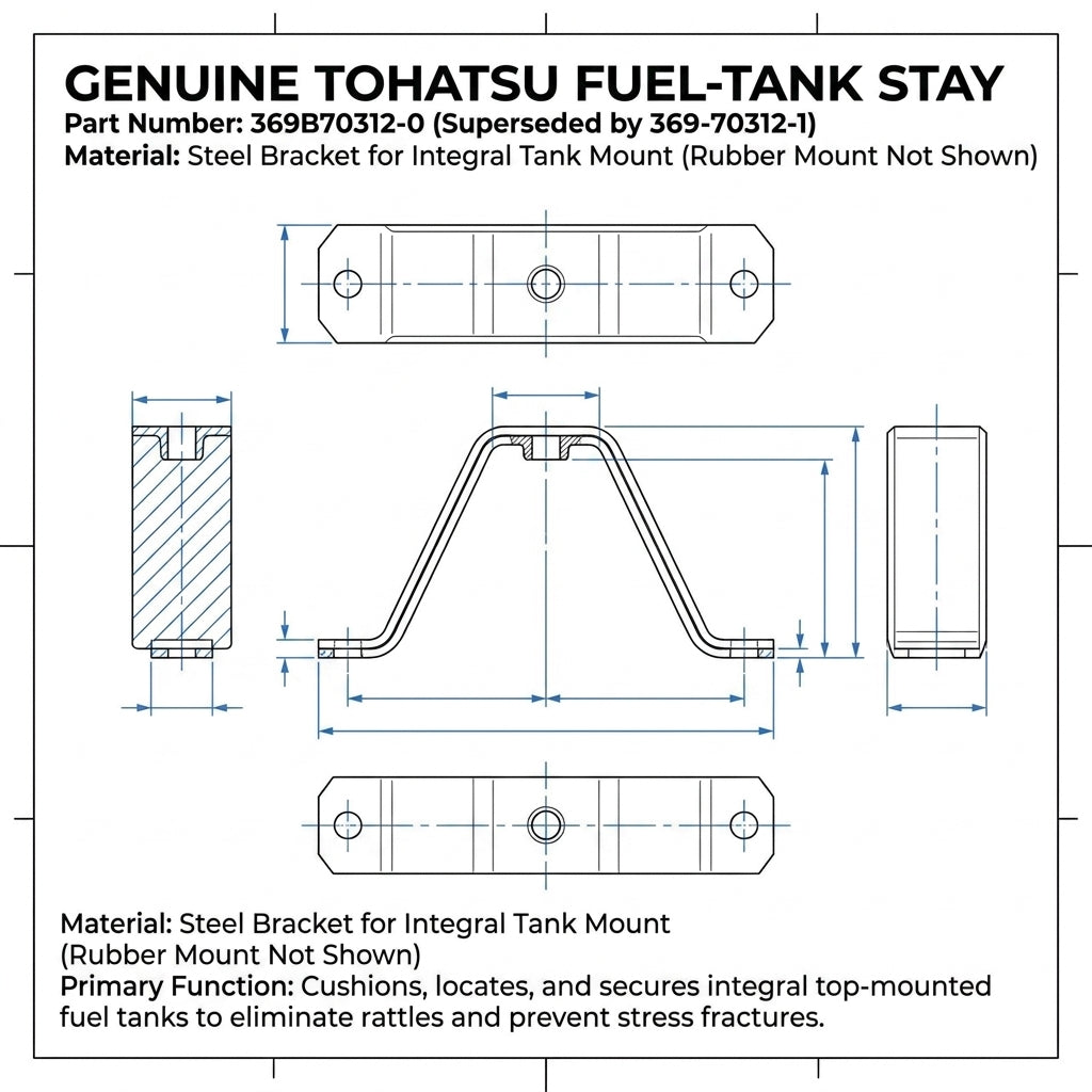 Genuine Tohatsu Fuel Tank Stay 369B70312-0 Integral Tank Bracket M4C M5B