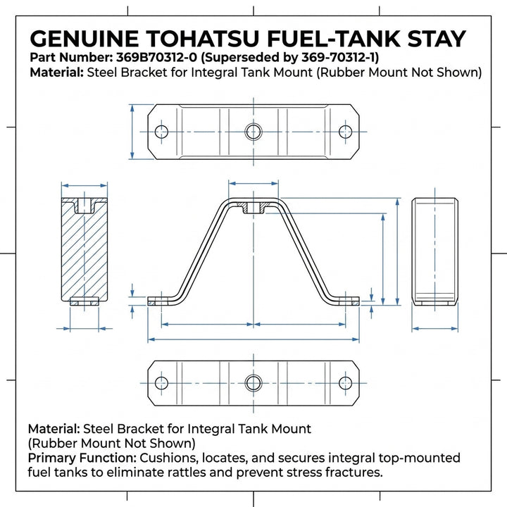 Genuine Tohatsu Fuel Tank Stay 369B70312-0 Integral Tank Bracket M4C M5B