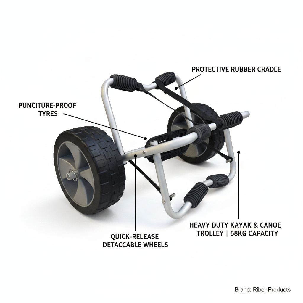 HEAVY DUTY Trolley | 68kg Capacity, Foldable Kayak & Canoe | 4Boats - Technical specification image 2