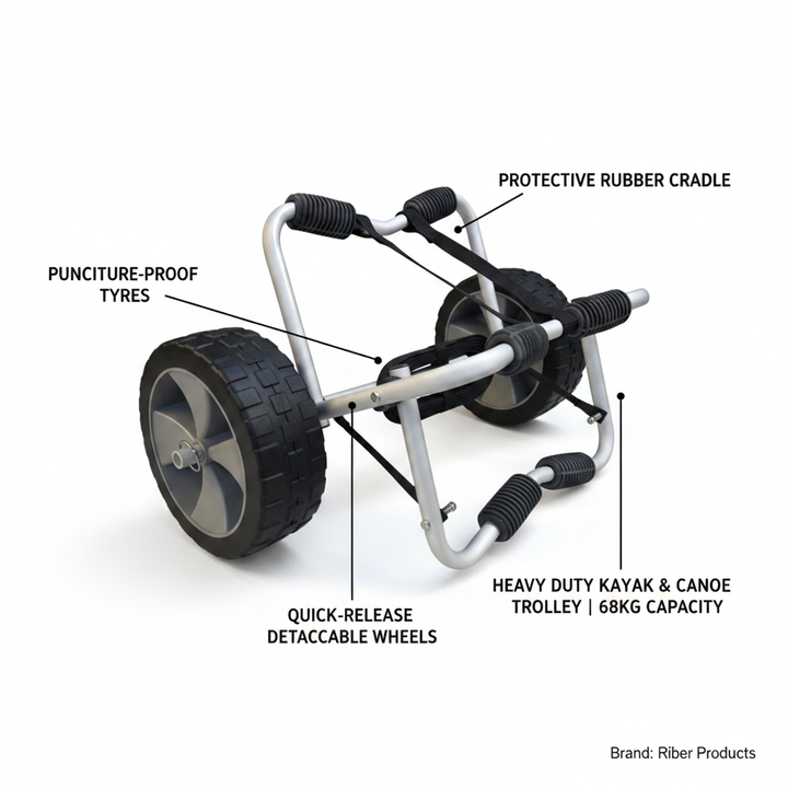 HEAVY DUTY Trolley | 68kg Capacity, Foldable Kayak & Canoe | 4Boats - Technical specification image 2