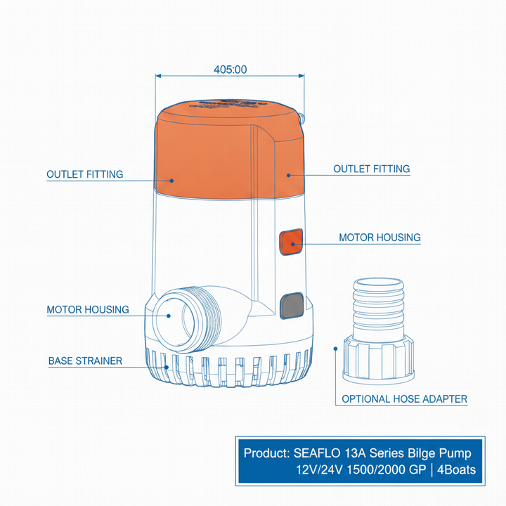 SEAFLO Bilge 13A Series Bilge Pump 12V/24V 1500/2000 GP | 4Boats - Technical specification image 3