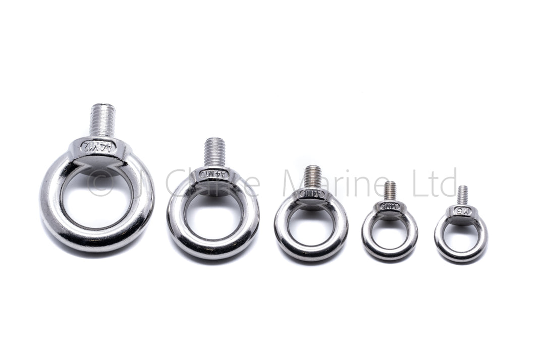 Eye bolt with short thread - Marine grade stainless steel 316 A4 M5 - M12 - 4Boats