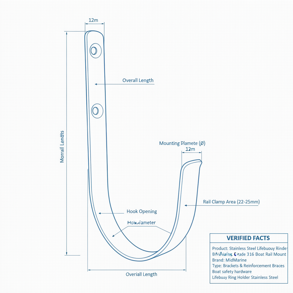 Lifebuoy Ring Stainless Steel Holder | 4Boats - Technical specification image 3