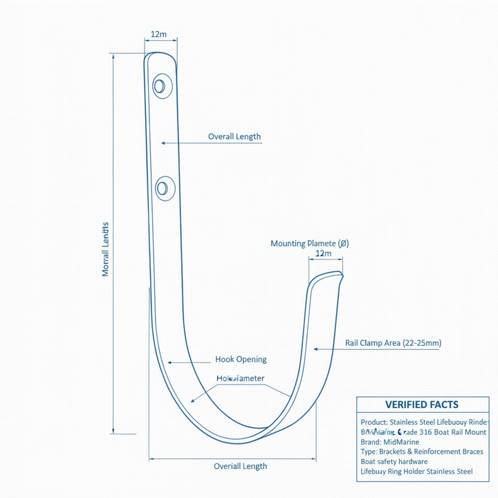 Lifebuoy Ring Stainless Steel Holder | 4Boats - Technical specification image 3