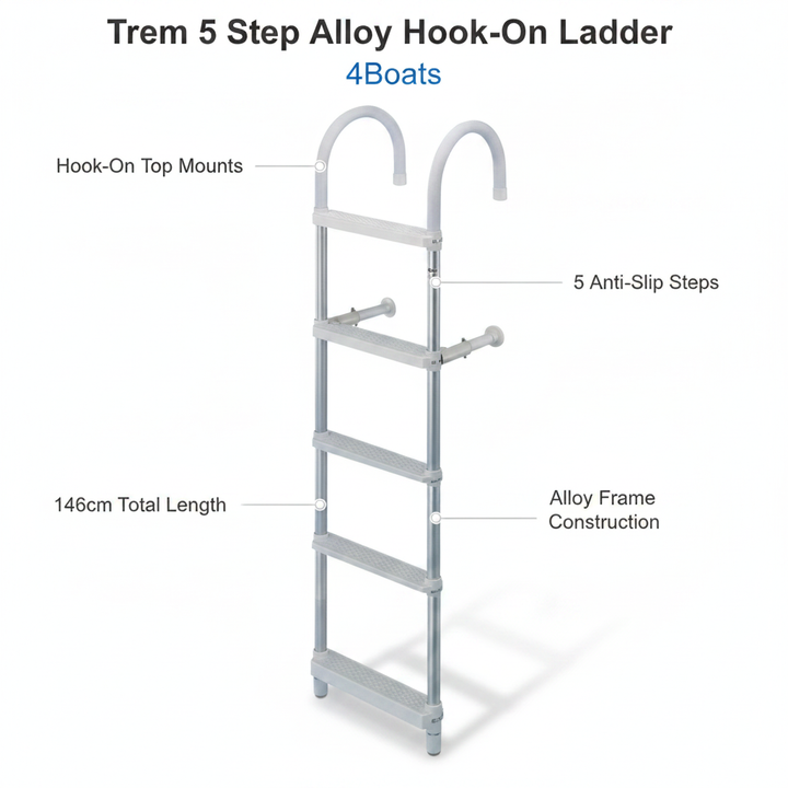 Trem 5 Step Alloy Hook | On Ladder 146cm | 4Boats - Technical specification image 2