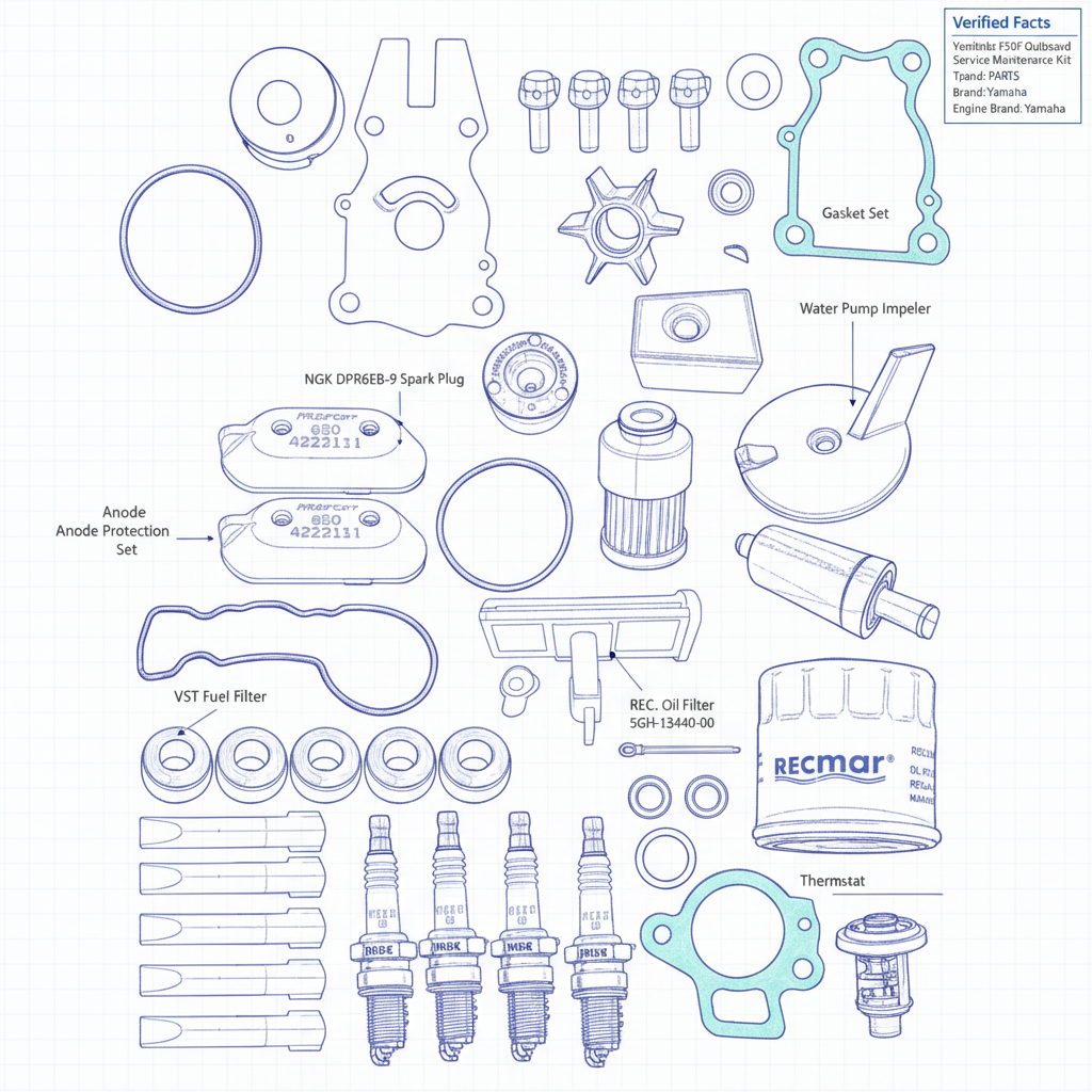 MAINTENANCE KIT for Yamaha F50F (2005-12) | 4Boats - Technical specification image 3
