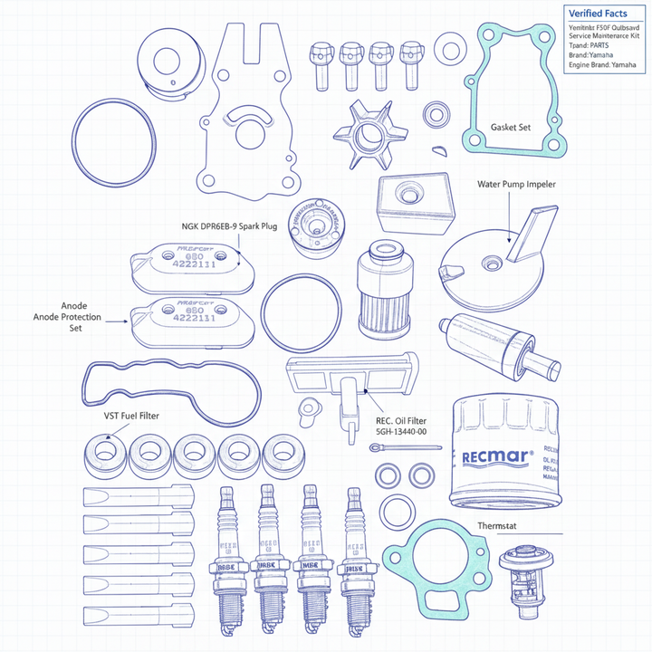 MAINTENANCE KIT for Yamaha F50F (2005-12) | 4Boats - Technical specification image 3
