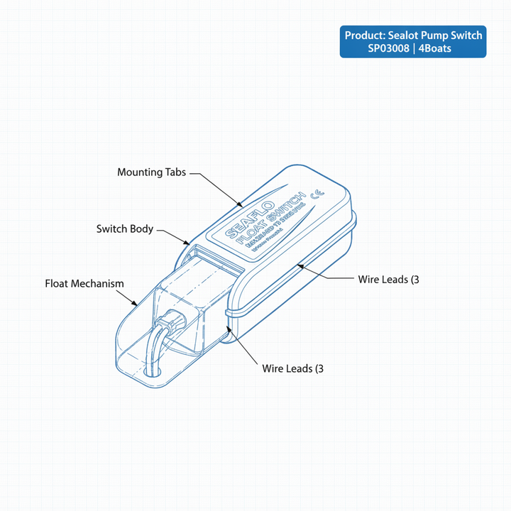 Seaflo Ballast Pump Switch SP03008 | 4Boats - Technical specification image 3